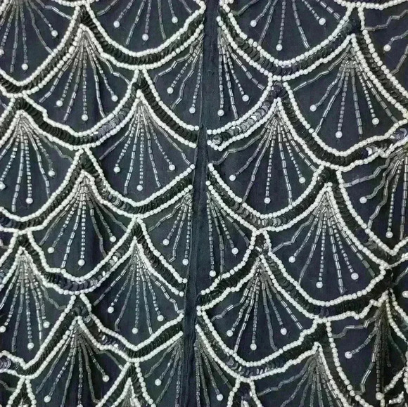 Laurence Kagar Black Color Silk Sequin Beaded Pearl Blouse.SIZE L - Picture 5 of 7